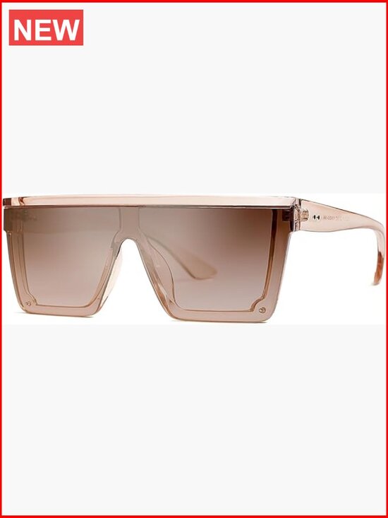 Square Big Sunglasses Thick Frame Flat Top Mirrored UV400 Protection Goggle